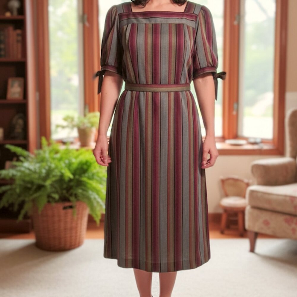 Vintage 80's NWT Original Lorac striped dress sz 22 1/2. Modern Size 2x